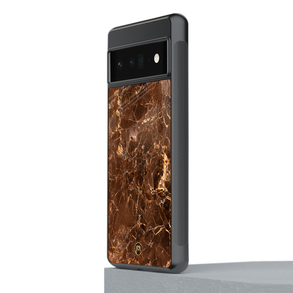 lavish brown marble back phone cover | glass case for google pixel 6 pro