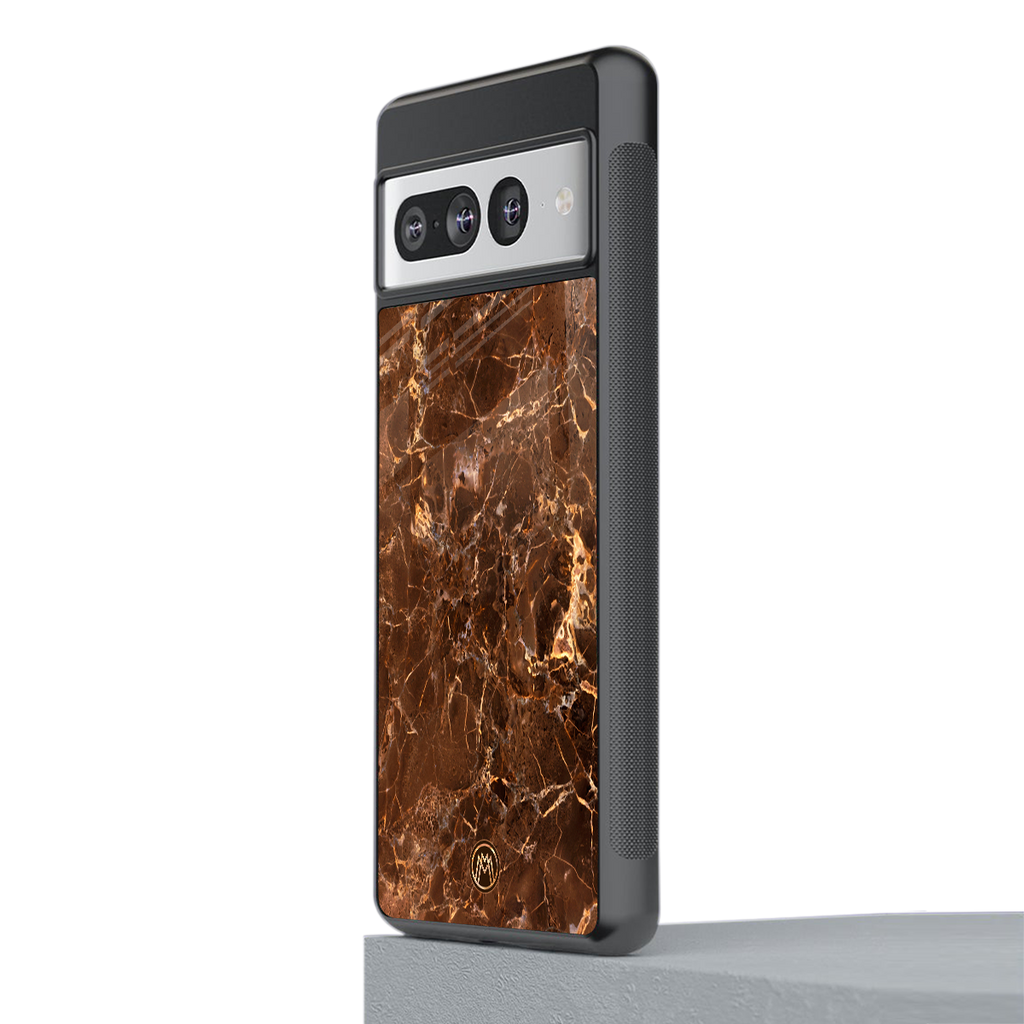 lavish brown marble back phone cover | glass case for google pixel 7 pro