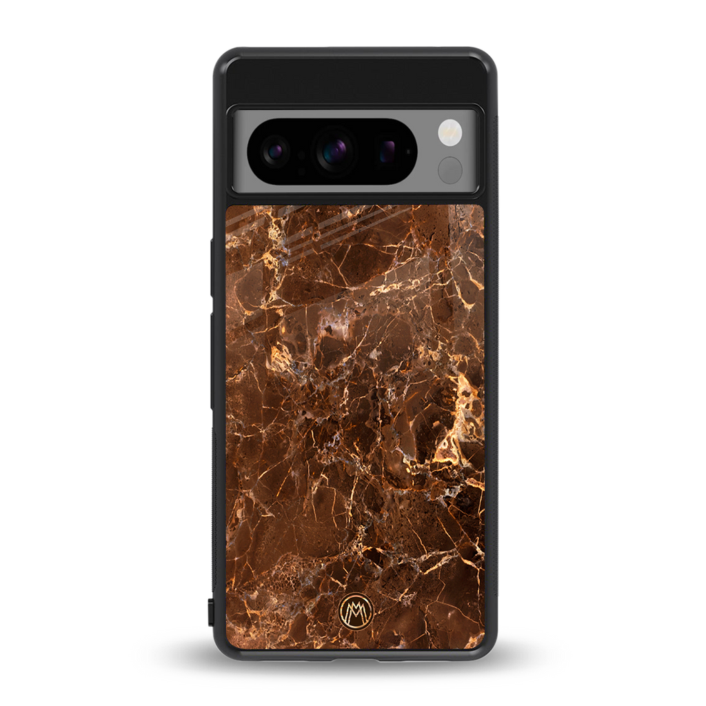lavish brown marble back phone cover | glass case for google pixel 8 pro