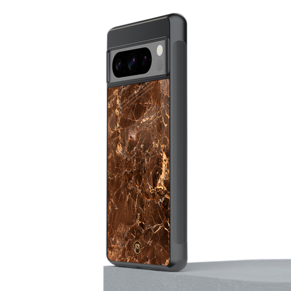 lavish brown marble back phone cover | glass case for google pixel 8 pro