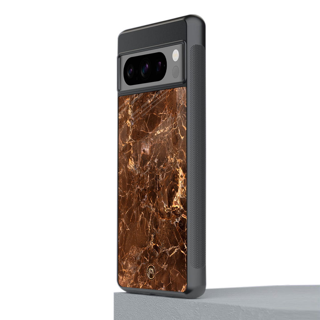 lavish brown marble back phone cover | glass case for google pixel 8 pro