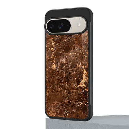 lavish brown marble back phone cover | glass case for google pixel 9