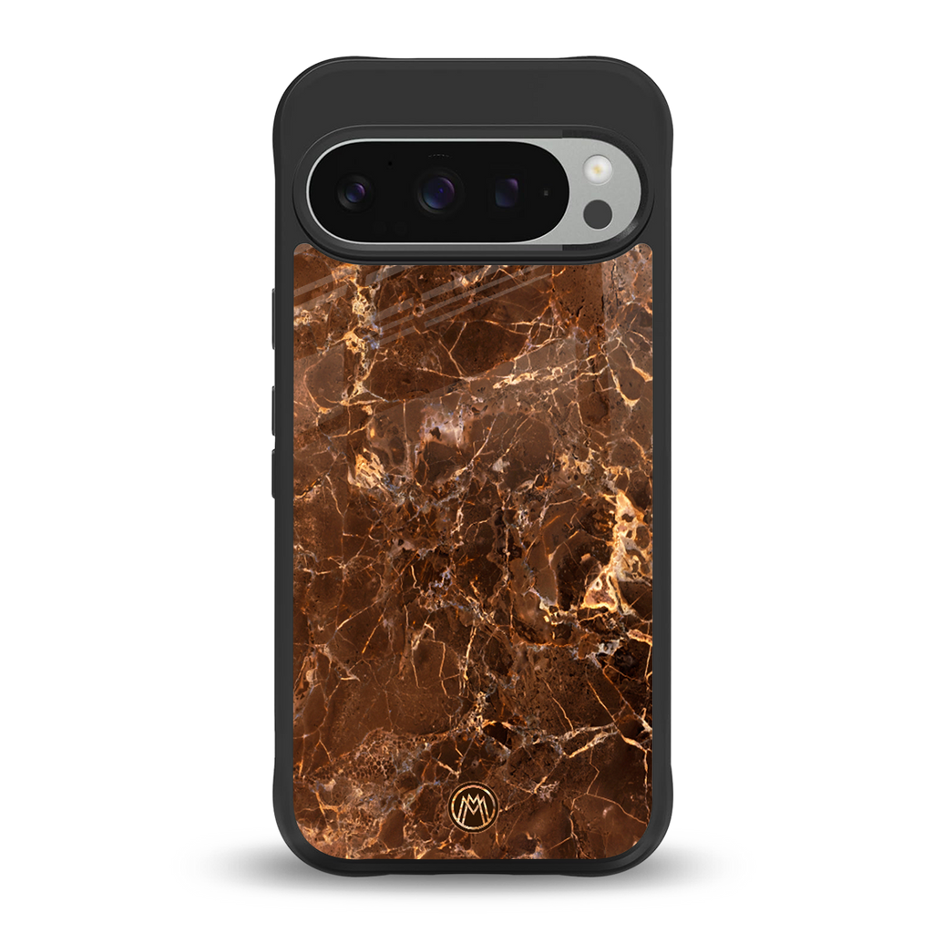 lavish brown marble back phone cover | glass case for google pixel 9 pro xl