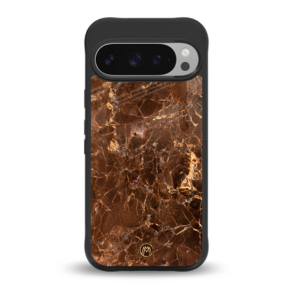 lavish brown marble back phone cover | glass case for google pixel 9 pro xl