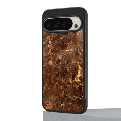 lavish brown marble back phone cover | glass case for google pixel 9 pro xl
