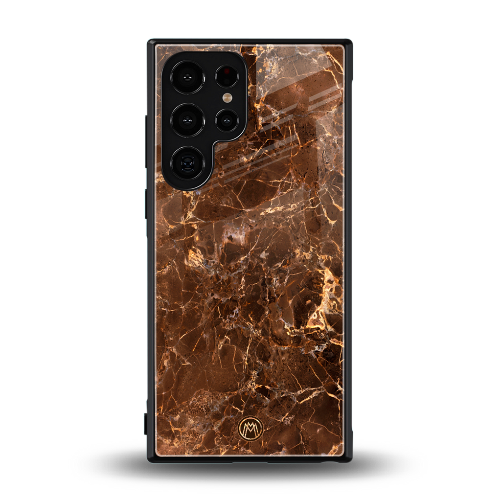 lavish brown marble back phone cover | glass case for samsung galaxy s23 ultra