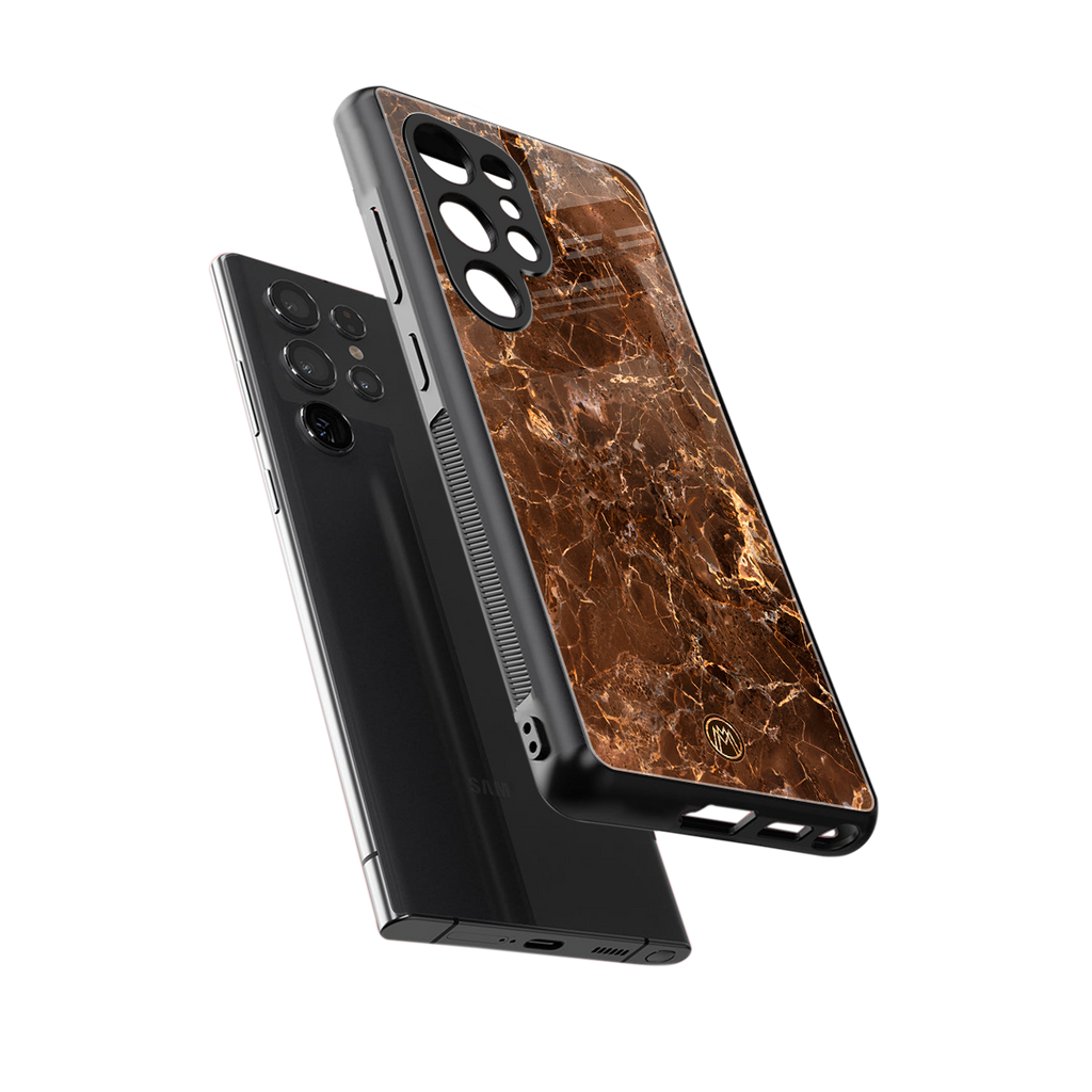 lavish brown marble back phone cover | glass case for samsung galaxy s25 ultra
