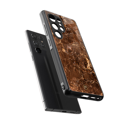 lavish brown marble back phone cover | glass case for samsung galaxy s25 ultra
