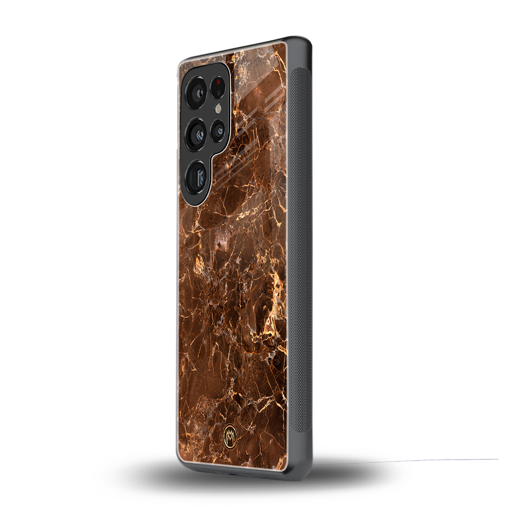 lavish brown marble back phone cover | glass case for samsung galaxy s25 ultra