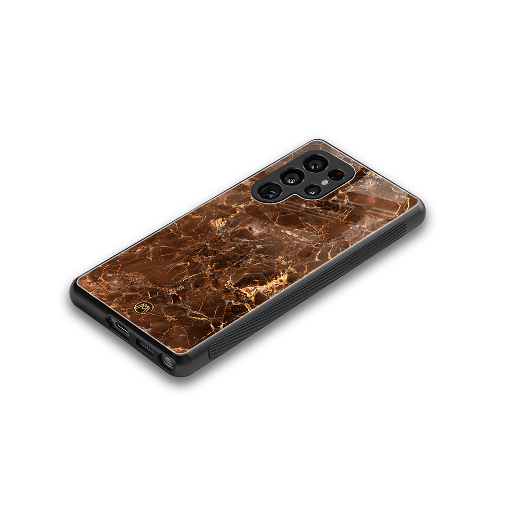 lavish brown marble back phone cover | glass case for samsung galaxy s25 ultra