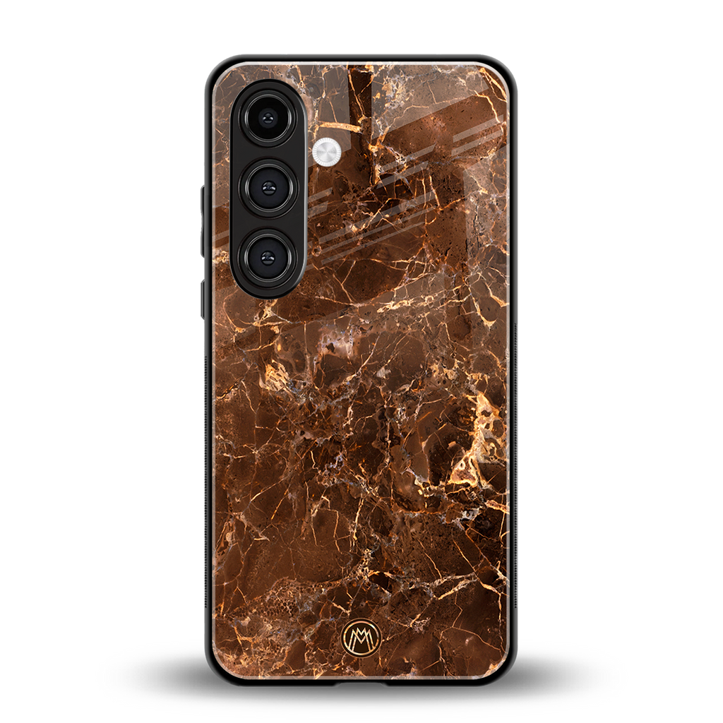 lavish brown marble back phone cover | glass case for samsung galaxy s24 fe