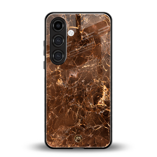 lavish brown marble back phone cover | glass case for samsung galaxy s24 fe