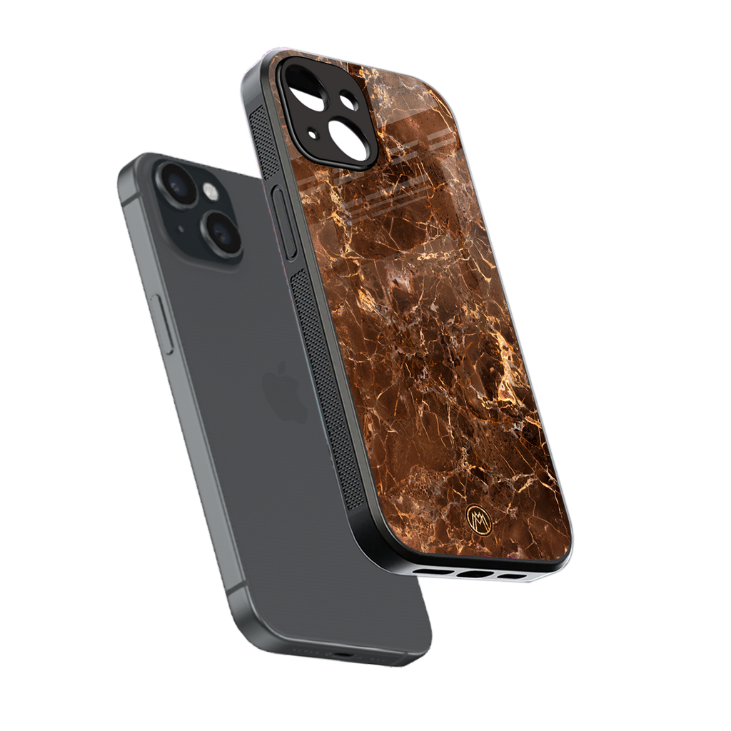 lavish brown marble back phone cover | glass case for iphone 15