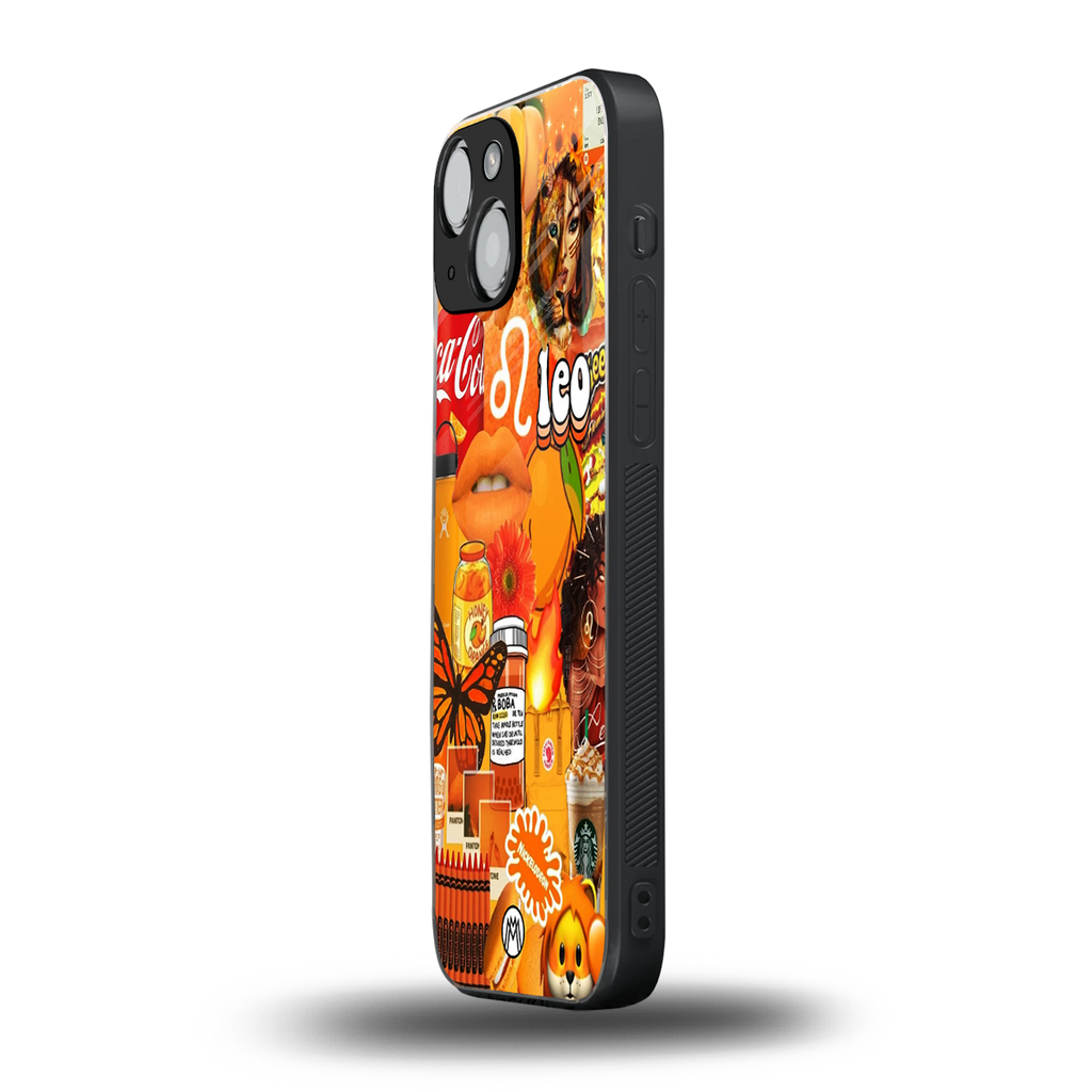leo aesthetic collage back phone cover | glass case for iphone 13 mini
