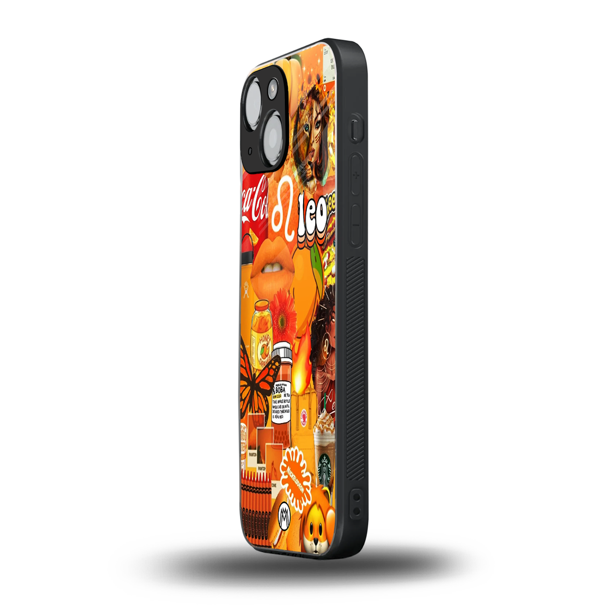 leo aesthetic collage back phone cover | glass case for iphone 13 mini