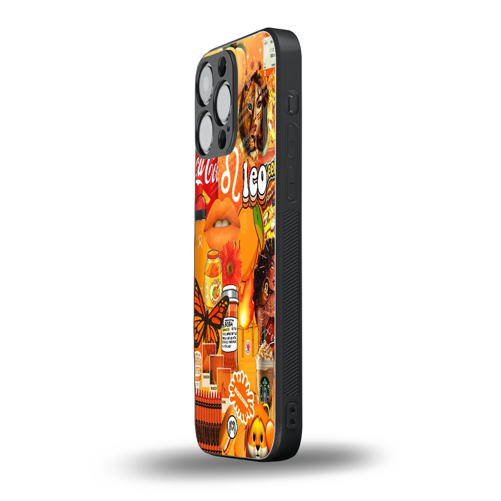 leo aesthetic collage back phone cover | glass case for iphone 13 pro max