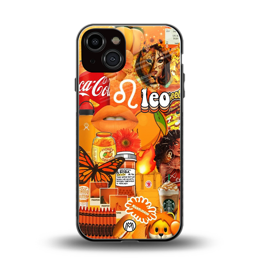 leo aesthetic collage back phone cover | glass case for iphone 13
