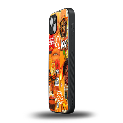 leo aesthetic collage back phone cover | glass case for iphone 13