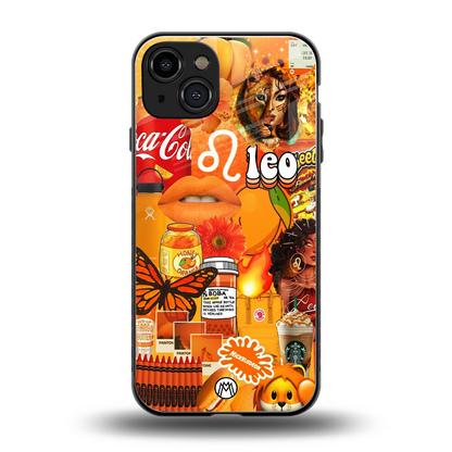 leo aesthetic collage back phone cover | glass case for iphone 15