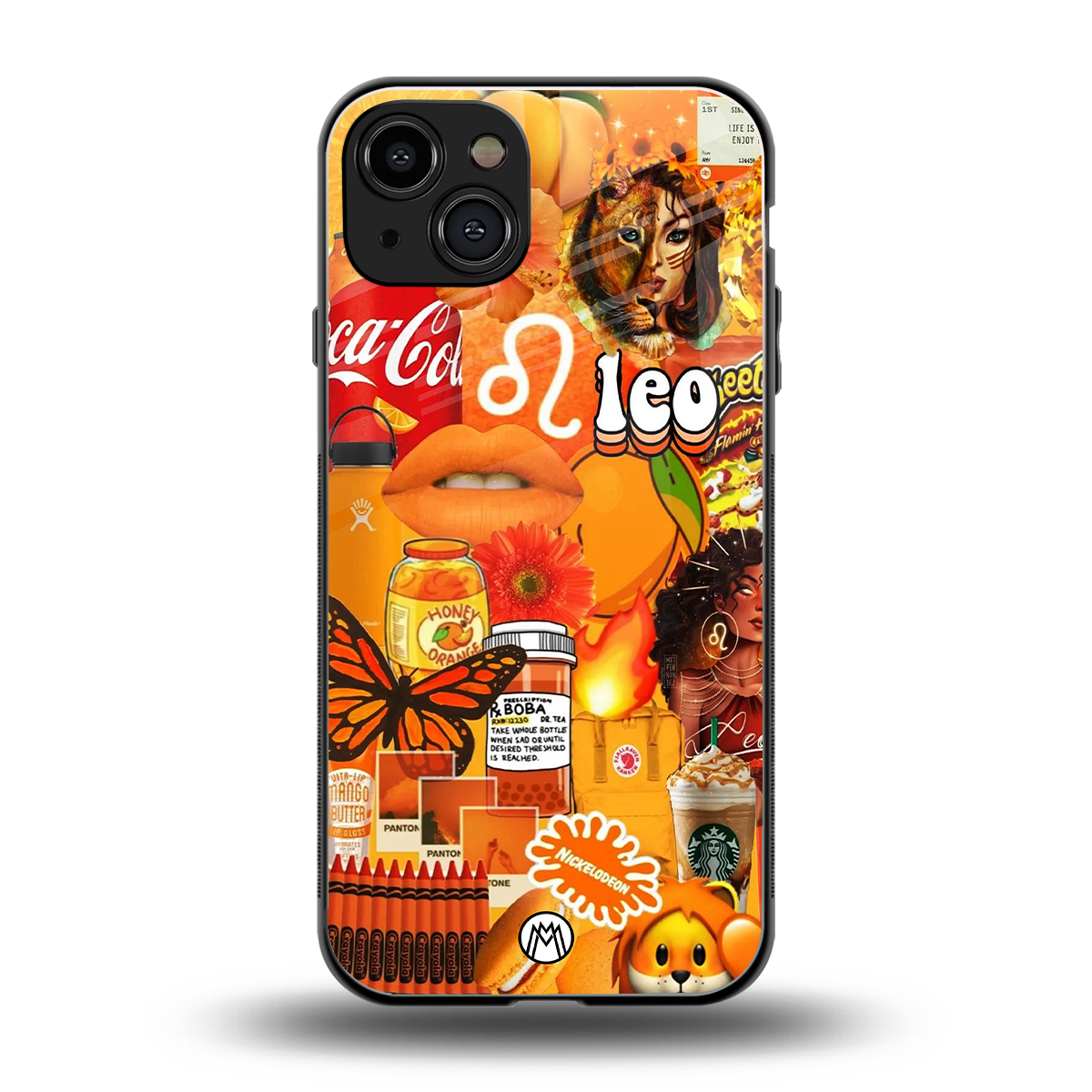 leo aesthetic collage back phone cover | glass case for iphone 14