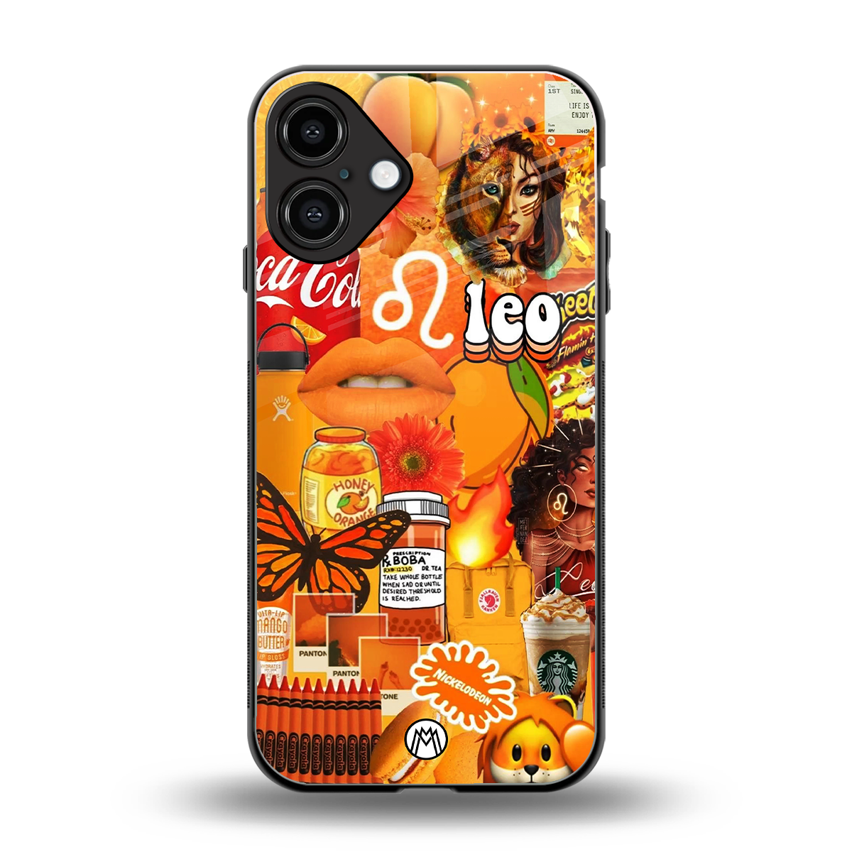 leo aesthetic collage back phone cover | glass case for iphone 16 plus