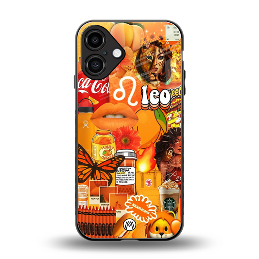 leo aesthetic collage back phone cover | glass case for iphone 16 plus