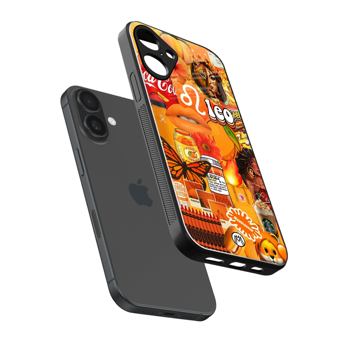 leo aesthetic collage back phone cover | glass case for iphone 16 plus
