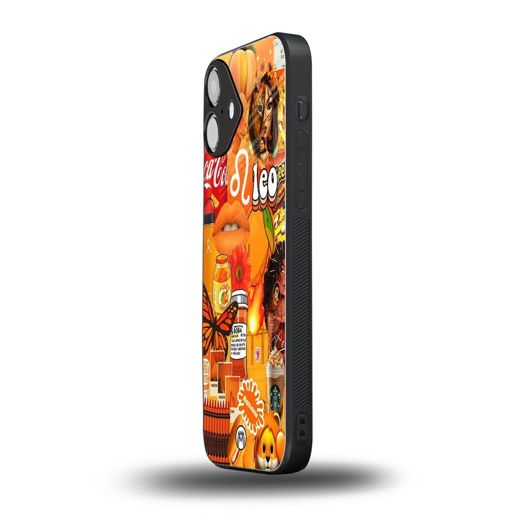 leo aesthetic collage back phone cover | glass case for iphone 16 plus
