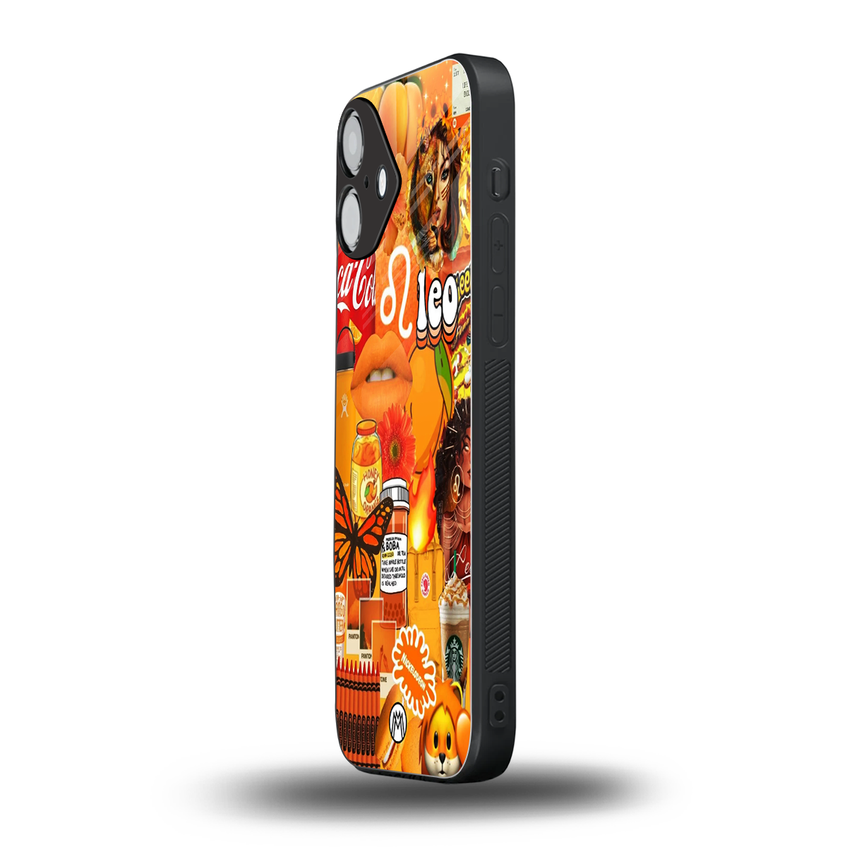 leo aesthetic collage back phone cover | glass case for iphone 16 plus