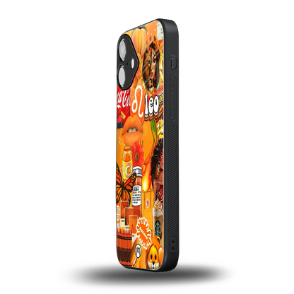 leo aesthetic collage back phone cover | glass case for iphone 16 plus