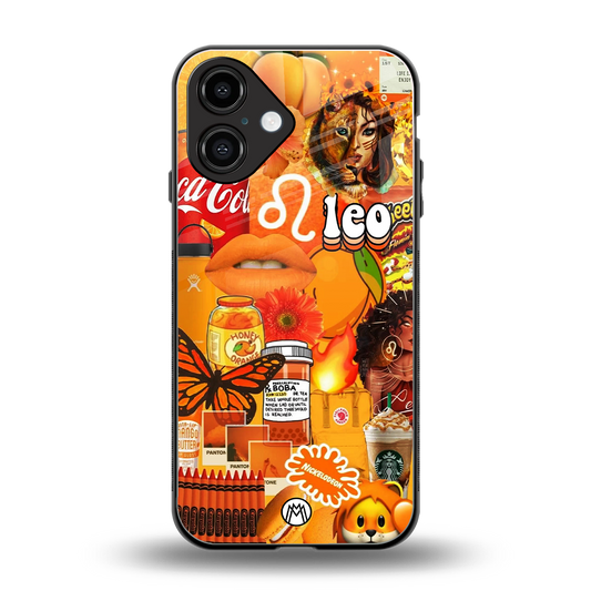 leo aesthetic collage back phone cover | glass case for iphone 16