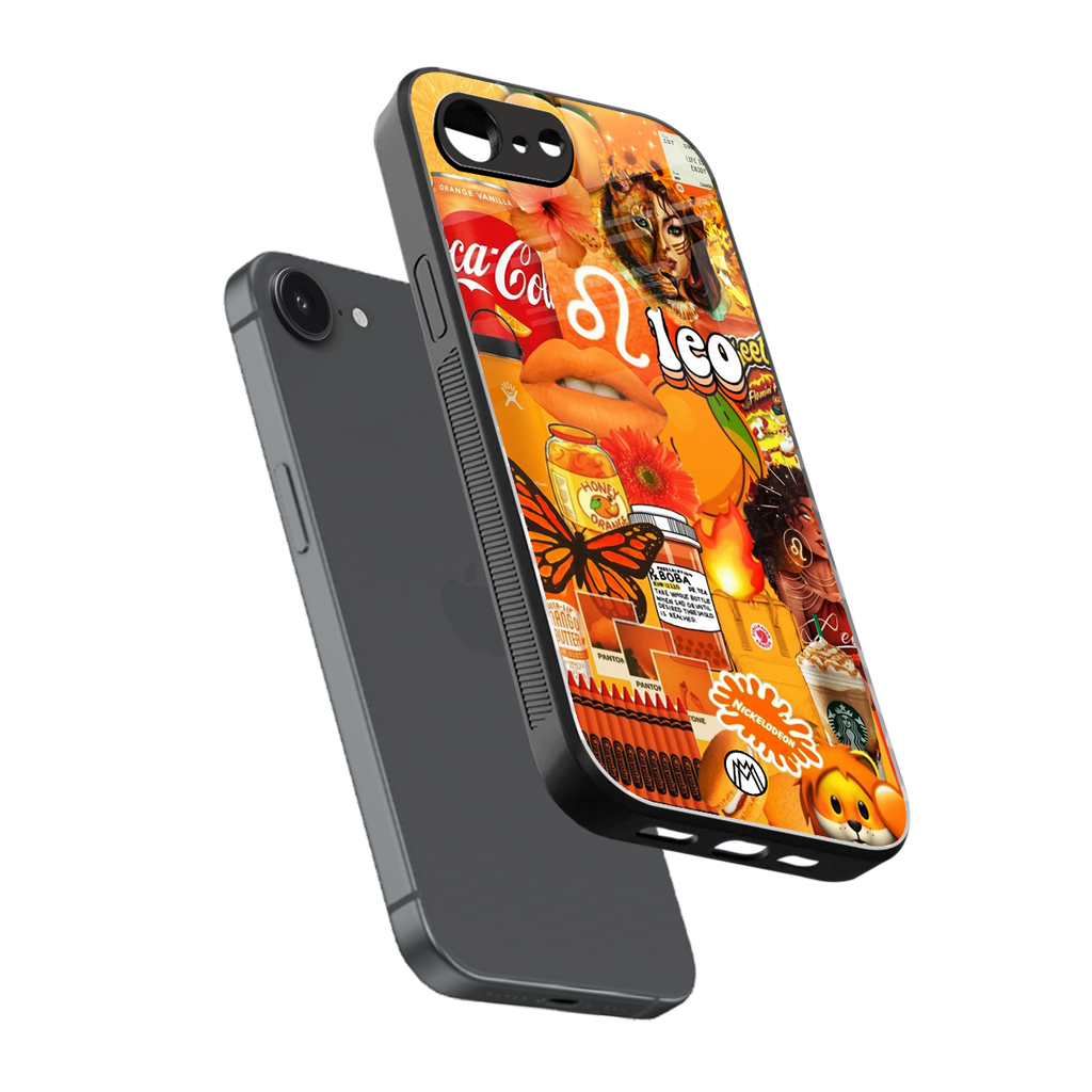 leo aesthetic collage back phone cover | glass case for iphone 16e