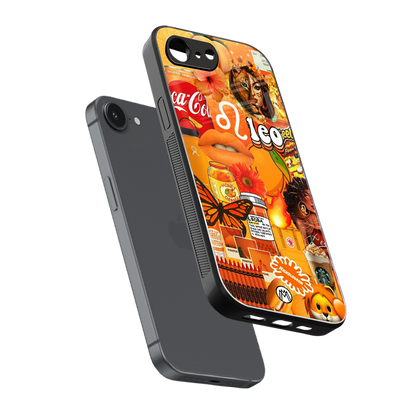 leo aesthetic collage back phone cover | glass case for iphone 16e