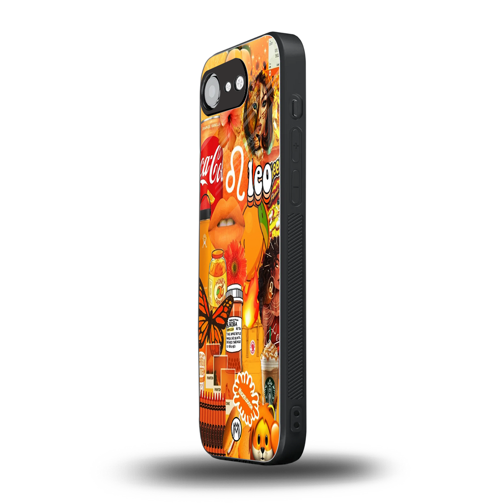 leo aesthetic collage back phone cover | glass case for iphone 16e