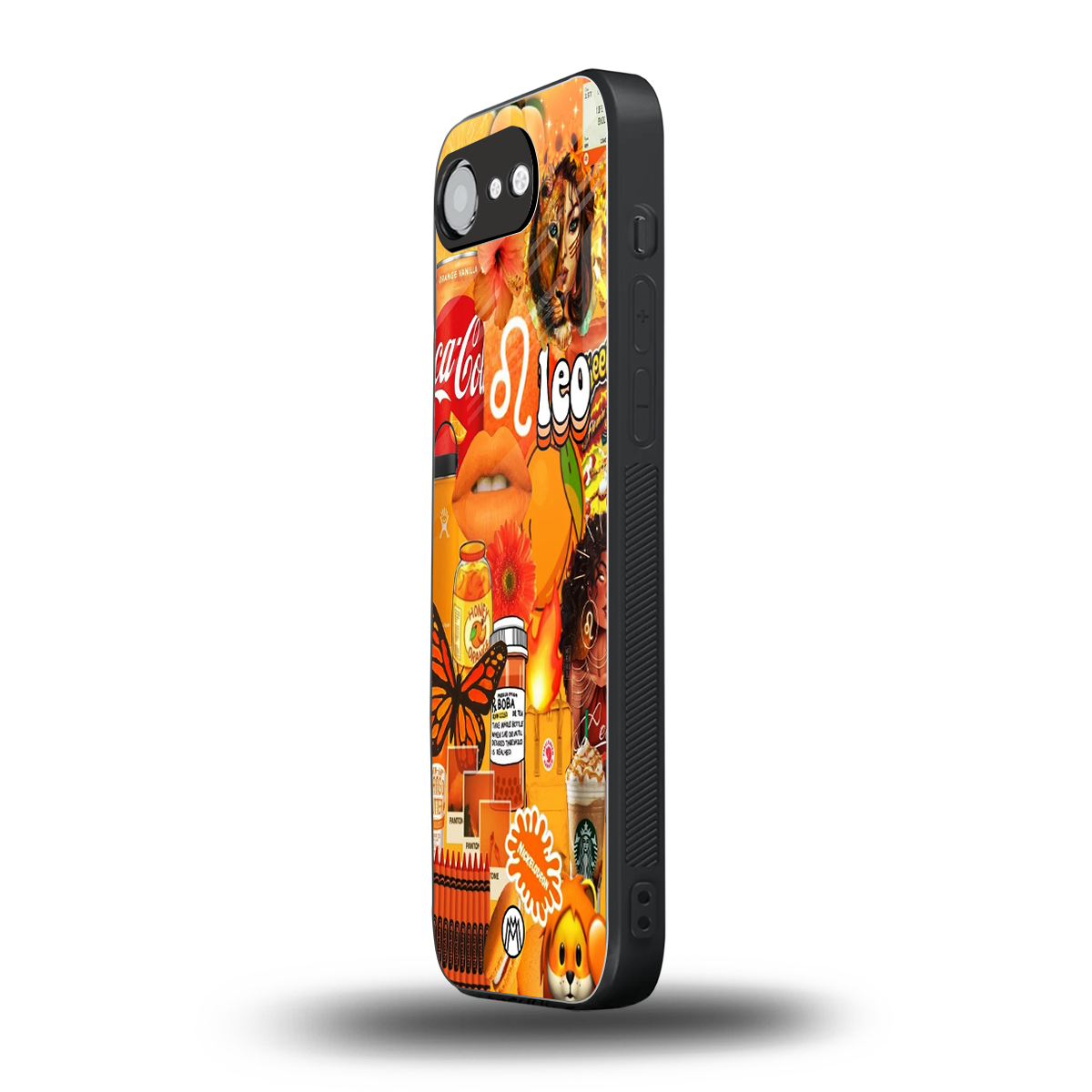 leo aesthetic collage back phone cover | glass case for iphone 16e