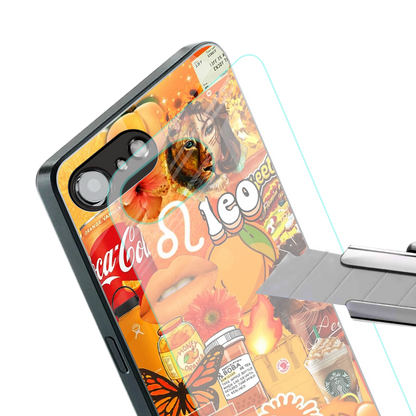 leo aesthetic collage back phone cover | glass case for iphone 16e