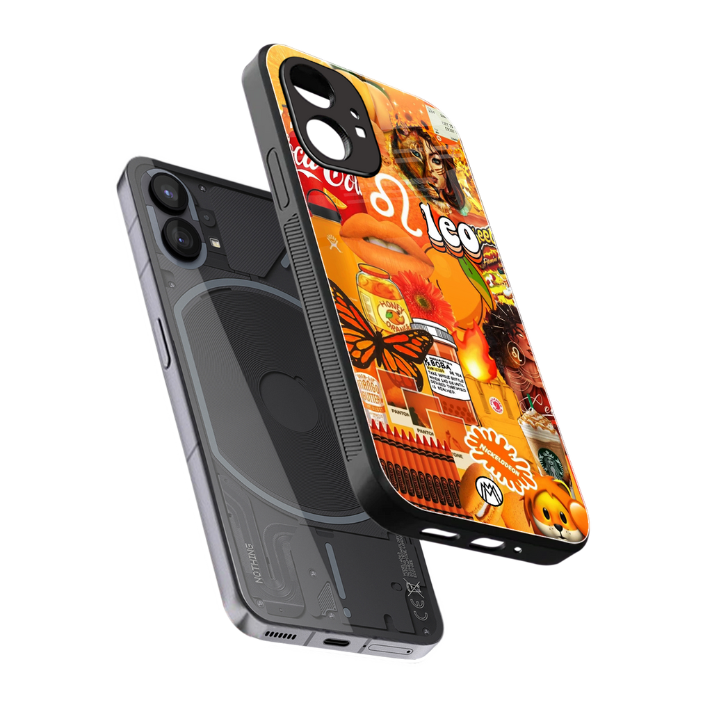leo aesthetic collage back phone cover | glass case for nothing phone 1