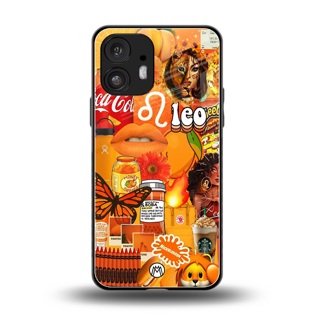 leo aesthetic collage back phone cover | glass case for nothing phone 2