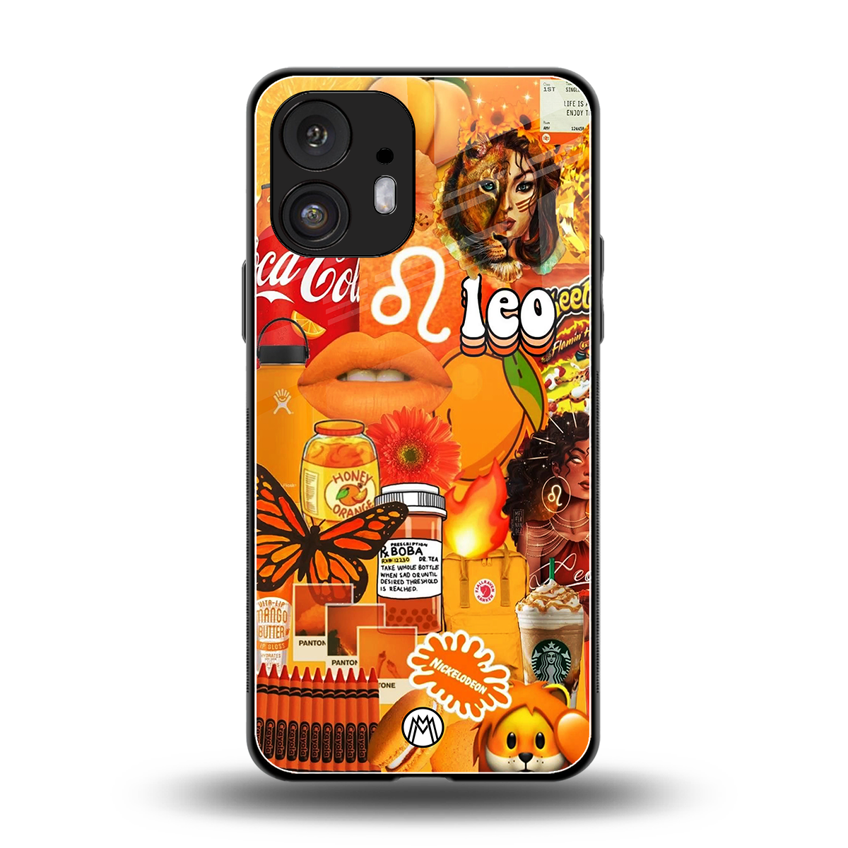 leo aesthetic collage back phone cover | glass case for nothing phone 2