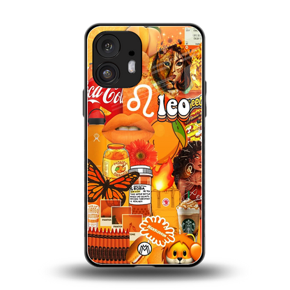 leo aesthetic collage back phone cover | glass case for nothing phone 2