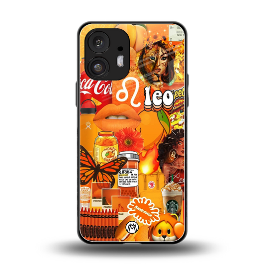 leo aesthetic collage back phone cover | glass case for nothing phone 2