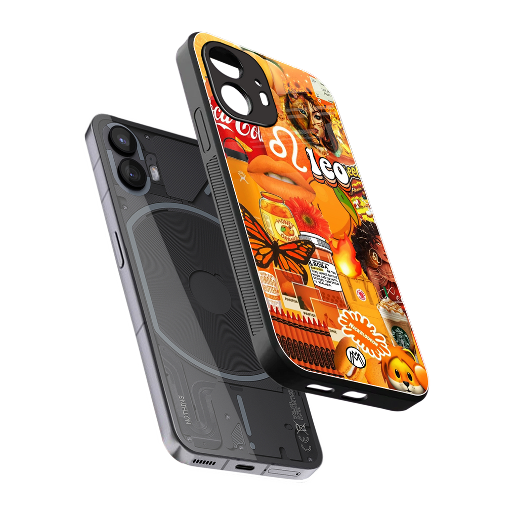 leo aesthetic collage back phone cover | glass case for nothing phone 2