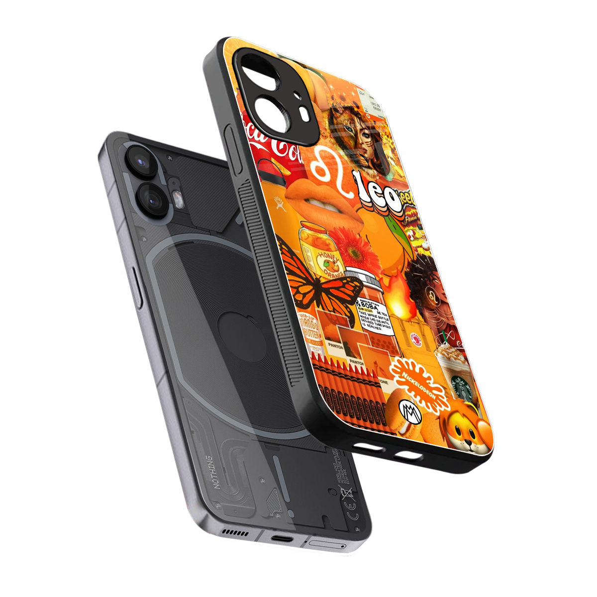 leo aesthetic collage back phone cover | glass case for nothing phone 2