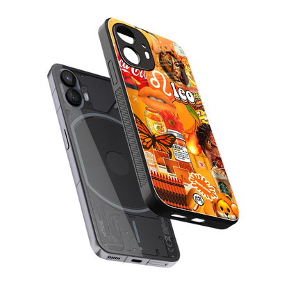 leo aesthetic collage back phone cover | glass case for nothing phone 2