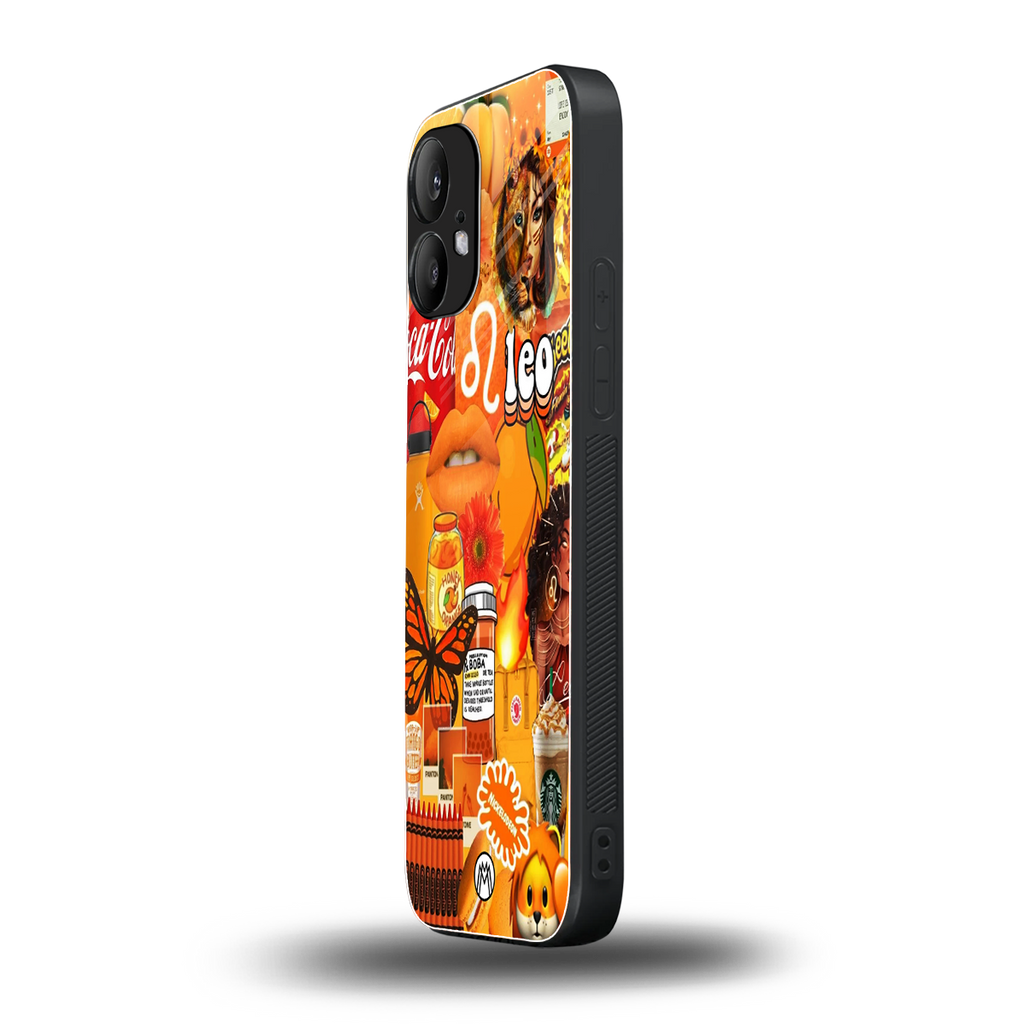 leo aesthetic collage back phone cover | glass case for nothing phone 2