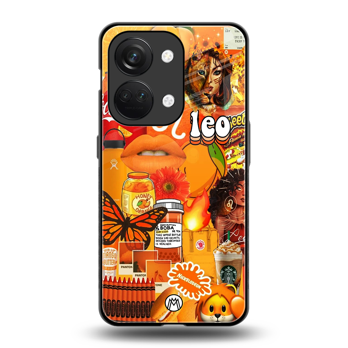 leo aesthetic collage back phone cover | glass case for oneplus nord 3