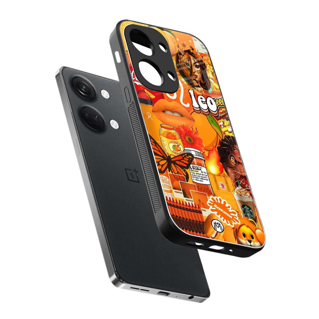 leo aesthetic collage back phone cover | glass case for oneplus nord 3