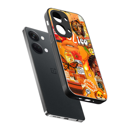 leo aesthetic collage back phone cover | glass case for oneplus nord 3