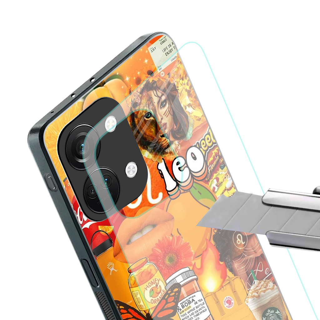 leo aesthetic collage back phone cover | glass case for oneplus nord 3