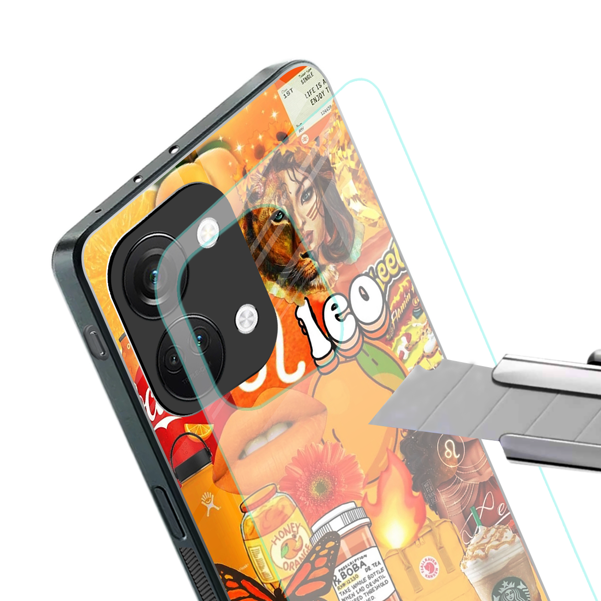 leo aesthetic collage back phone cover | glass case for oneplus nord 3